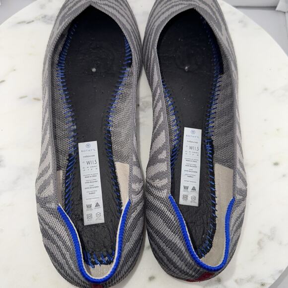 Rothy’s The Point Flats Women’s 11.5 Zebra Print Gray Knit Eco-Friendly Shoes - Picture 11 of 12